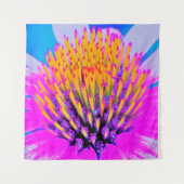 Abstracte Macro Hot Pink en Gele Coneflower Wandkleed (Voorkant)