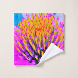 Abstracte Macro Hot Pink en Gele Coneflower Washandje