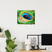 Abstracte Macro Peacock Veer met Poster Druppels (Thuiskantoor)
