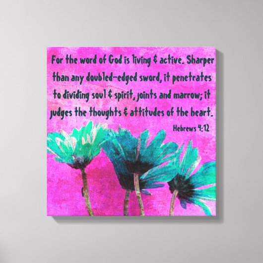 abstracte madeliefjes bijbel vers Hebreeën 4:12 Canvas Afdruk (Voorkant)