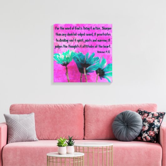 abstracte madeliefjes bijbel vers Hebreeën 4:12 Canvas Afdruk (Insitu (Woonkamer))