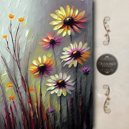 Abstracte Madeliefjes Decoupage Weide Tissuepapier