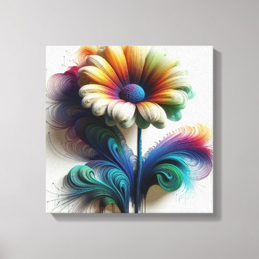 Abstracte madeliefjes in elektromagnetische golven canvas afdruk (Voorkant)