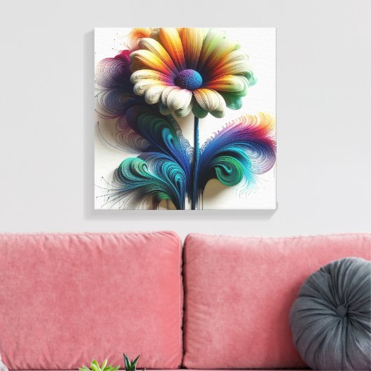 Abstracte madeliefjes in elektromagnetische golven canvas afdruk (Insitu (Woonkamer))