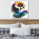 Abstracte madeliefjes in elektromagnetische golven canvas afdruk (Insitu (Slaapkamer))