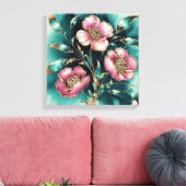 Abstracte madeliefjes in elektromagnetische golven canvas afdruk (Insitu (Woonkamer))