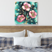 Abstracte madeliefjes in elektromagnetische golven canvas afdruk (Insitu (Slaapkamer))