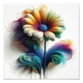 Abstracte madeliefjes in elektromagnetische golven foto afdruk