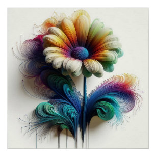 Abstracte madeliefjes in elektromagnetische golven perfect poster