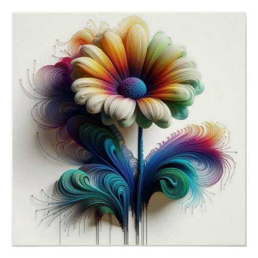 Abstracte madeliefjes in elektromagnetische golven perfect poster (Voorkant)