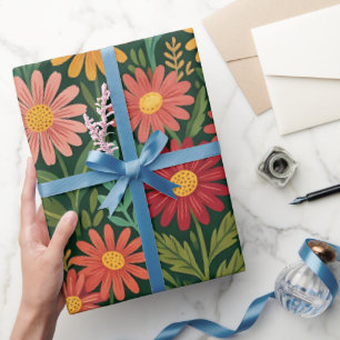 Abstracte Madeliefjes Vlinders Inpakpapier
