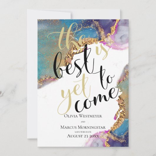 Abstracte Magenta Blue met inkt met inkt op datum Kaart (Voorkant)