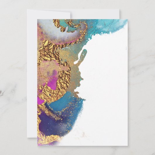 Abstracte Magenta Blue met inkt met inkt op datum Kaart (Achterkant)