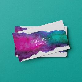 Abstracte Magenta en Aqua Waterverf Visitekaartje