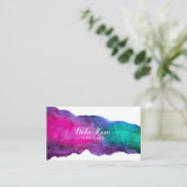 Abstracte Magenta en Aqua Waterverf Visitekaartje (Staand voorkant)