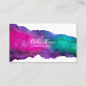 Abstracte Magenta en Aqua Waterverf Visitekaartje (Voorkant)