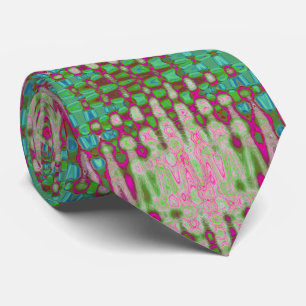 Abstracte magenta en groene golvende atoomwolken stropdas