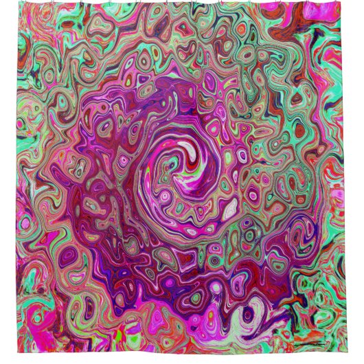 Abstracte magenta en groene retrorvloeistof douchegordijn (Voorkant)