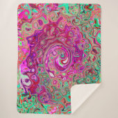 Abstracte magenta en groene retrorvloeistof sherpa deken (Voorkant)