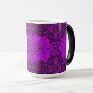 Abstracte Magenta en Zwarte Groovy Patroon Magische Mok