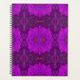 Abstracte Magenta en Zwarte Groovy Patroon Planner