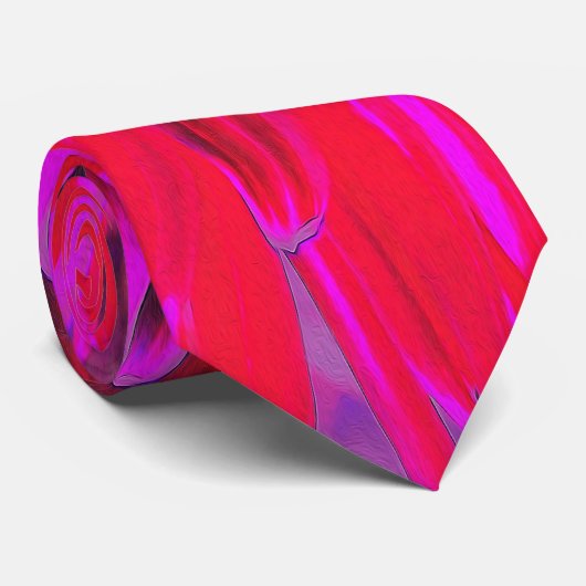 Abstracte Magenta, Paarse en Rode Dahlia Bloem Stropdas (Opgerold)