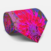 Abstracte Magenta, Paarse en Rode Dahlia Bloem Stropdas (Opgerold)