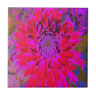 Abstracte Magenta, Paarse en Rode Dahlia Bloem Tegeltje