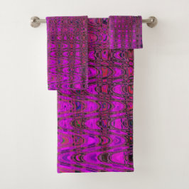 Abstracte Magenta Retro Boomerang Waves Bad Handdoek