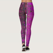 Abstracte Magenta Retro Boomerang Waves Leggings (Achterkant)