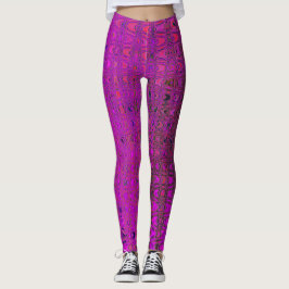 Abstracte Magenta Retro Boomerang Waves Leggings
