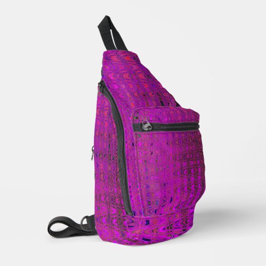 Abstracte Magenta Retro Boomerang Waves Sling Bag (Linkerhoek)