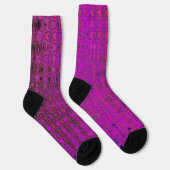 Abstracte Magenta Retro Boomerang Waves Sokken (Rechts)
