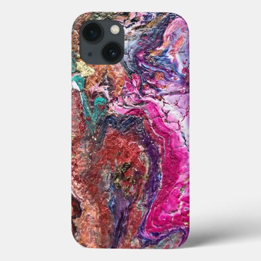 Abstracte magische bloemen roze goud sinaasappel b Case-Mate iPhone case (Achterkant)