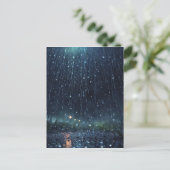 Abstracte magische regen, universum, sterren briefkaart (Staand voorkant)