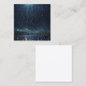 Abstracte magische regen, universum, sterren vierkante visitekaartje (Voorkant / Achterkant)