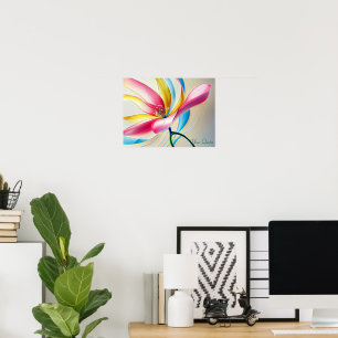 Abstracte Magnolia Waterverf Bloem Poster