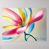 Abstracte Magnolia Waterverf Bloem Poster (Voorkant)