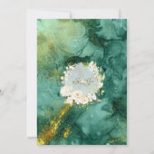 Abstracte Malachiet Gouden Witte Bloemige Bruiloft Kaart (Achterkant)