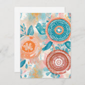 Abstracte Mandala Flowers Feestdagenkaart (Voorkant / Achterkant)