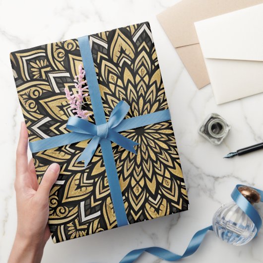 Abstracte Mandala Gouden Cirkel Inpakpapier (Geschenken)