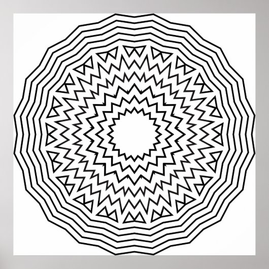 Abstracte Mandala Kleurplaat Zigzag Patroon Kunst Poster (Voorkant)