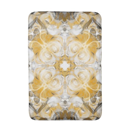 Abstracte mandala, ochre, geel, grijs, wit badmat (Voorkant Verticaal)