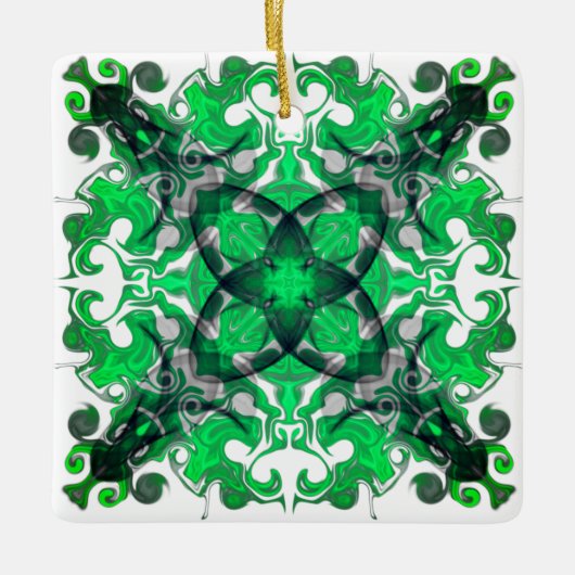 Abstracte mandala, psychedelische vlinderzwijn keramisch ornament (Voorkant)
