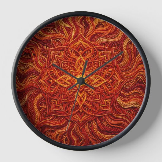 Abstracte Mandala Rode Draad Kunst Klokken (Voorkant)