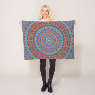Abstracte mandala rond naadloos patroon in kaleido fleece deken
