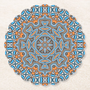 Abstracte mandala rond naadloos patroon in kaleido kartonnen onderzetters