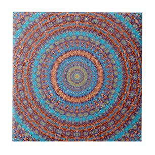 Abstracte mandala rond naadloos patroon in kaleido tegeltje
