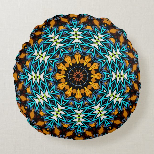 Abstracte mandala ronde zomer verse bandana rond kussen (Voorkant)