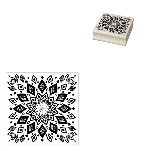 Abstracte mandala tegel rubberstempel (Gestempeld)
